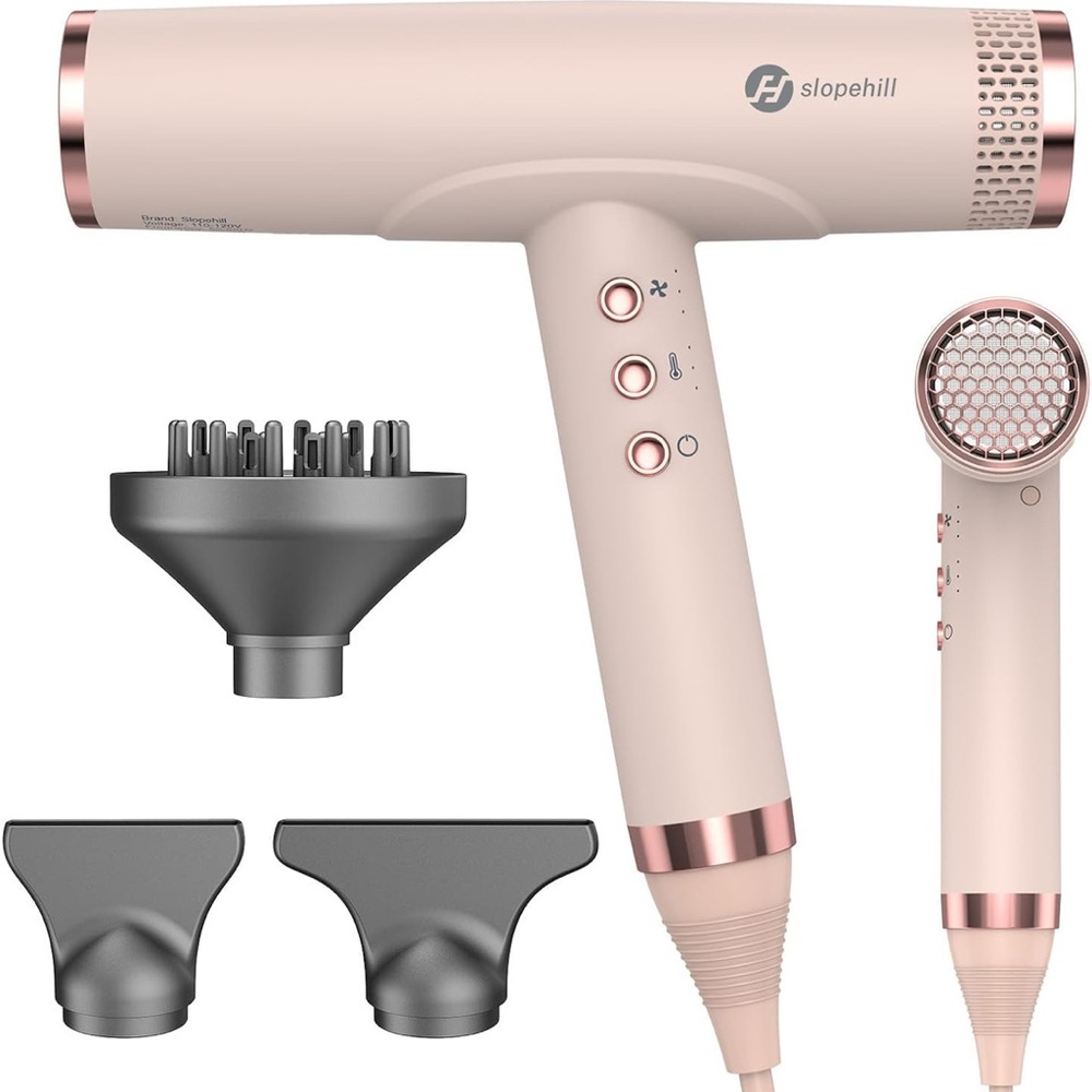 Pink Hair Dryer with Attachments